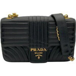 Prada Diagram Chain Shoulder Bag Black Hardware Leather